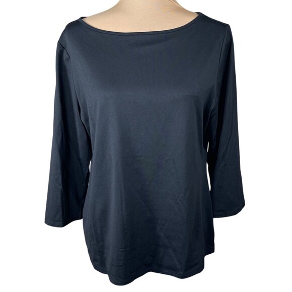 Peck & Peck Essentials Top Black Stretch Size L Large - Picture 1 of 5